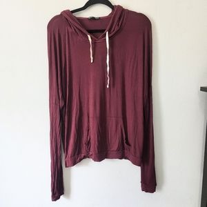 Brandy Melville maroon lightweight long sleeve hoodie top one size